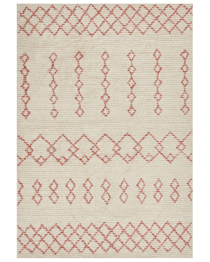 Beige Pink Geometric Cotton Rug 160 x 230cm Hand Tufted