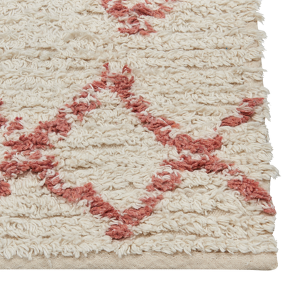 Rug Beige Pink Cotton 80 x 150cm Geometric Hand Tufted Flatweave Living Room