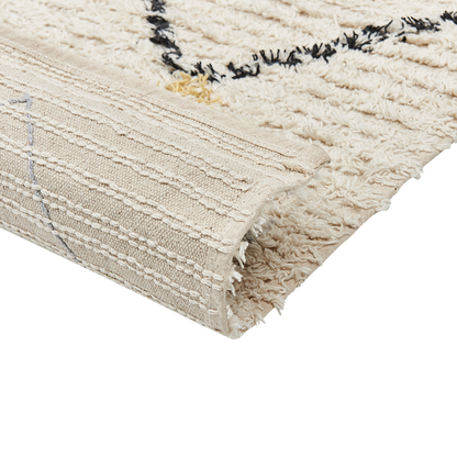 Beige Cotton Area Rug 160 x 230 Hand Tufted Geometric