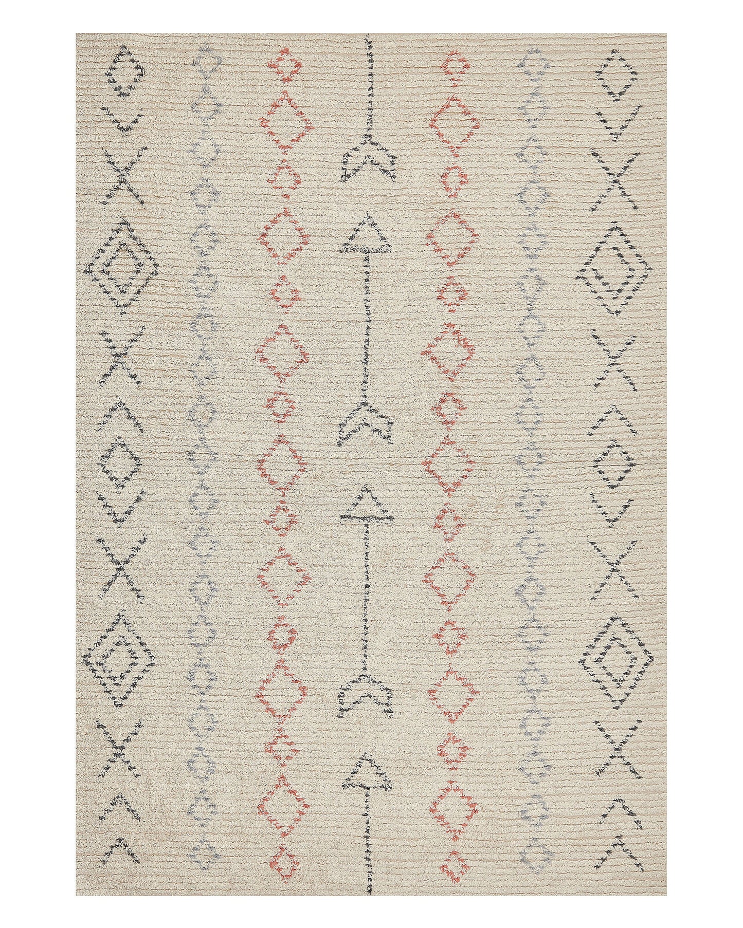 Beige Cotton Area Rug 140 x 200cm Hand Tufted Geometric Pattern Living Room Bedroom