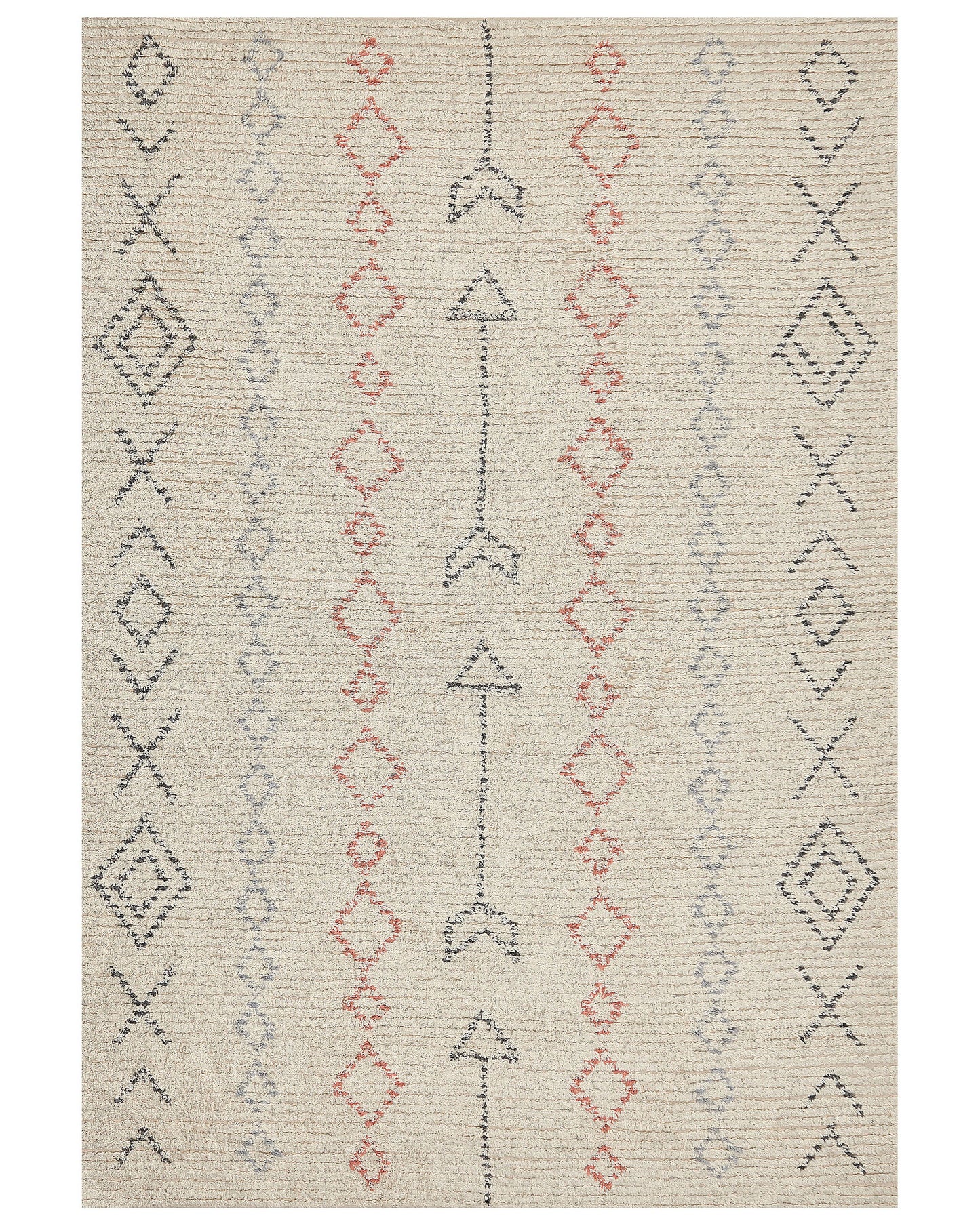 Beige Cotton Area Rug Hand Tufted Geometric 160 x 230