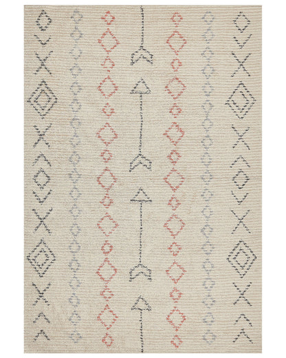 Beige Cotton Area Rug Hand Tufted Geometric 160 x 230