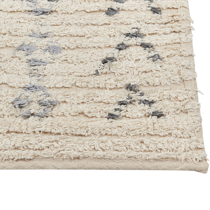 Beige Cotton Area Rug 80 x 150cm Hand Tufted Geometric Pattern for Living Room and Bedroom