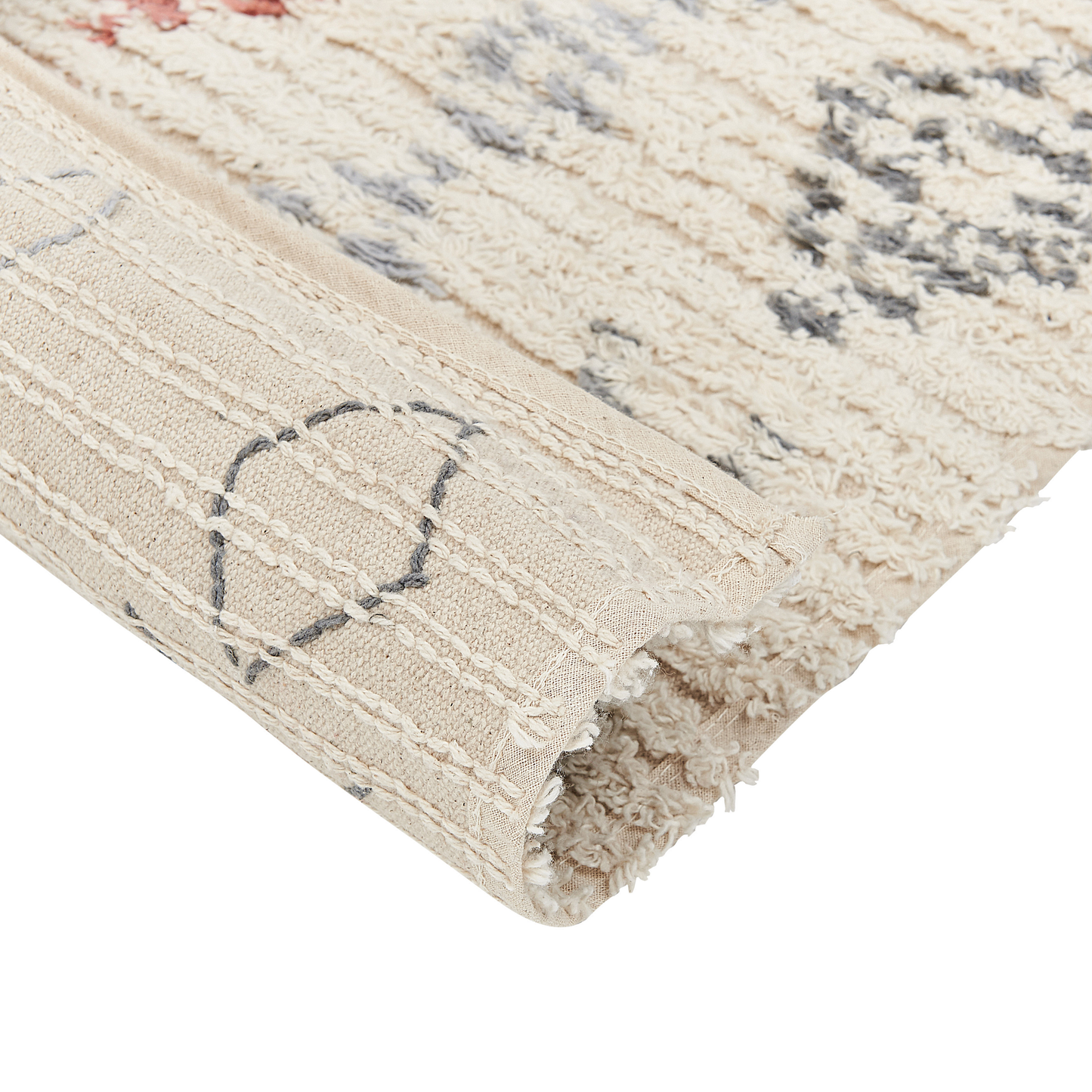 Beige Cotton Area Rug 140 x 200cm Hand Tufted Geometric Pattern Living Room Bedroom