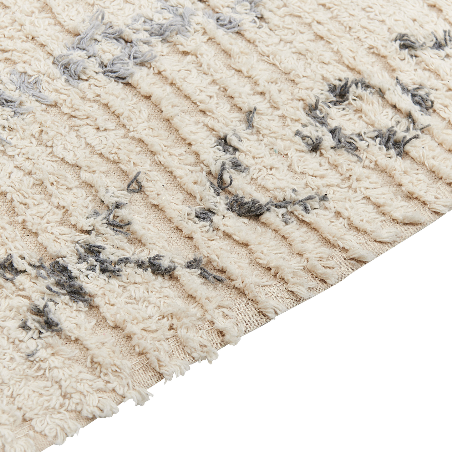 Beige Cotton Area Rug 140 x 200cm Hand Tufted Geometric Pattern Living Room Bedroom