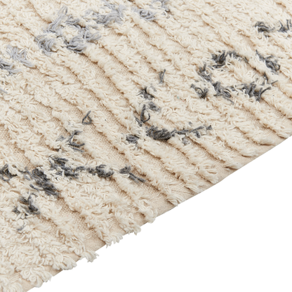Beige Cotton Area Rug Hand Tufted Geometric 160 x 230