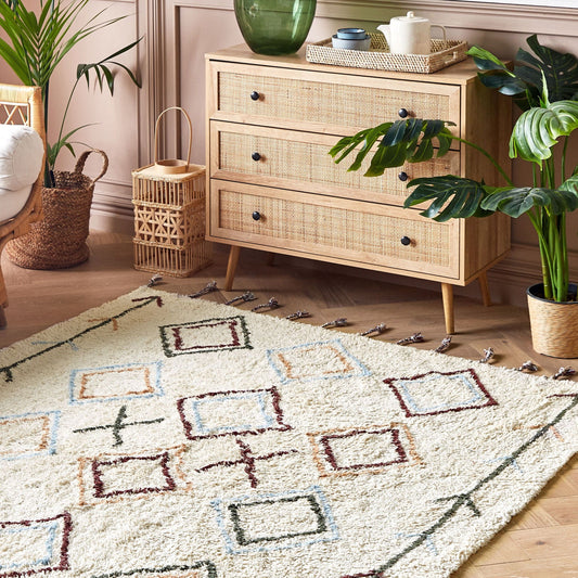 Area Rug Multicolour Cotton 160 x 230 Rectangular Hand Tufted
