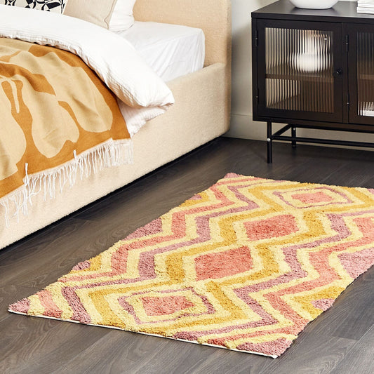 Multicolour Cotton Area Rug 80 x 150cm Hand Tufted Modern Abstract Living Room Decor