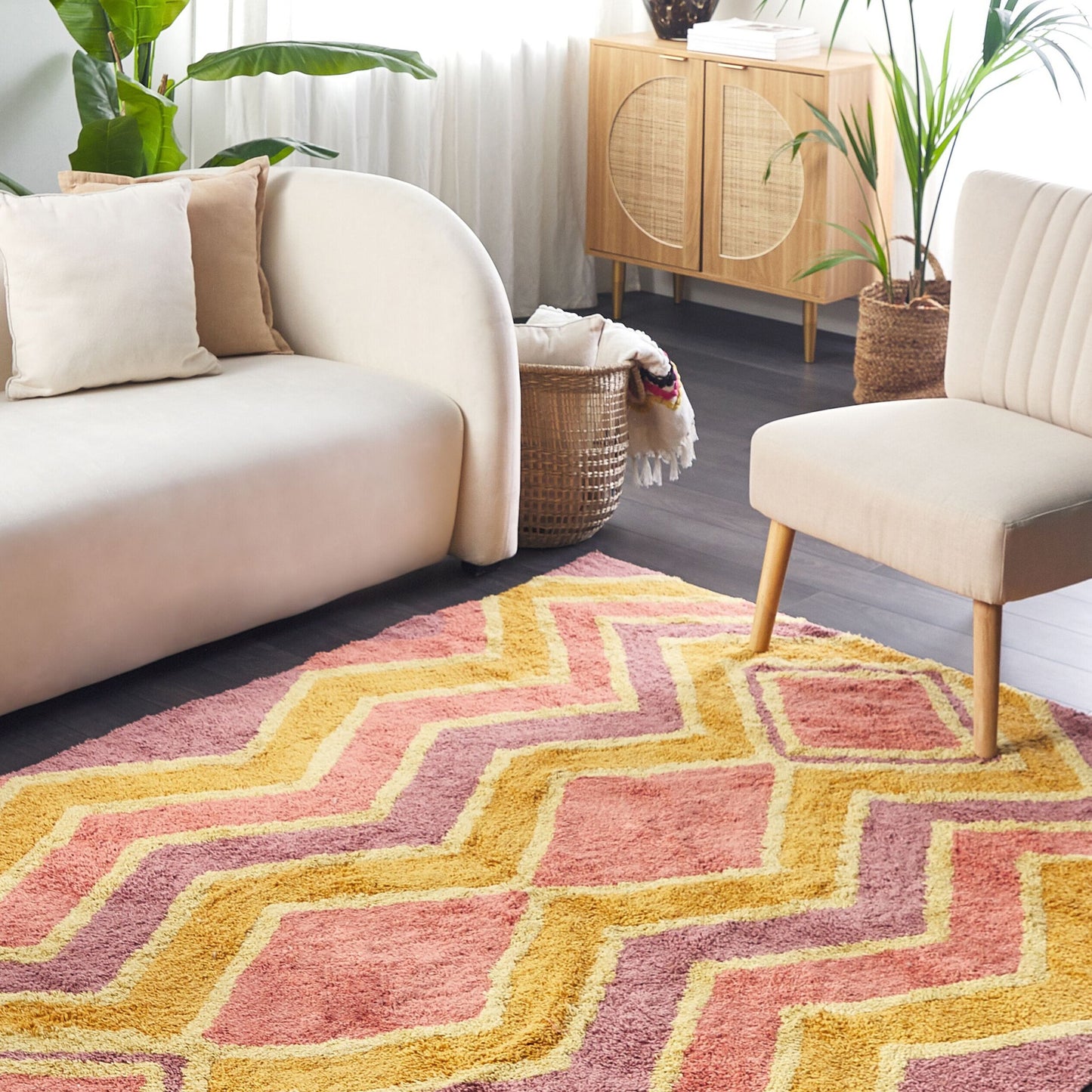 Area Rug Multicolour Cotton 140 x 200 Hand Tufted Modern Abstract