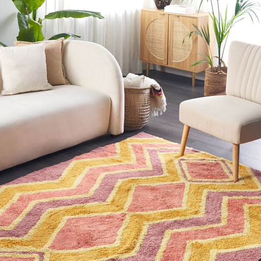 Area Rug Multicolour Cotton 140 x 200 Hand Tufted Modern Abstract