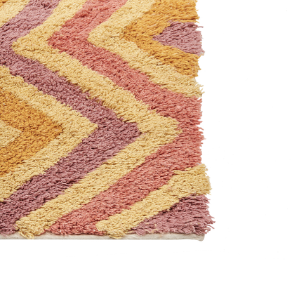 Area Rug Multicolour Cotton 140 x 200 Hand Tufted Modern Abstract