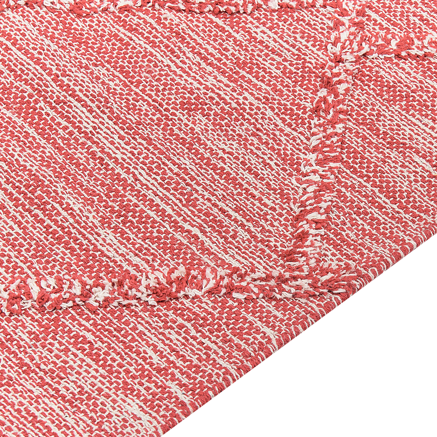 Area Rug Red Cotton 140 x 200 Thick Weave Tassels