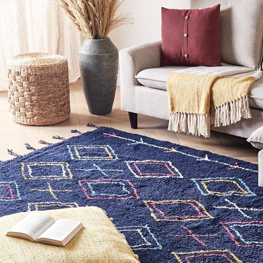 Black Cotton Hand Tufted Area Rug 140 x 200 Rectangular