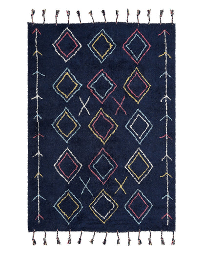 Black Cotton Hand Tufted Area Rug 140 x 200 Rectangular