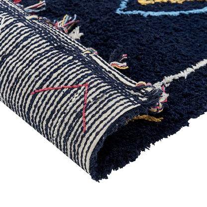 Area Rug Black Cotton 160 x 230 Rectangular Hand Tufted