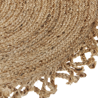 Jute Area Rug Beige Round 120cm Braided Natural Boho Rustic Living Room And Dining Room