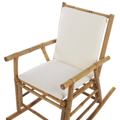 Bamboo Rocking Chair With Cushions Light Brown Patio