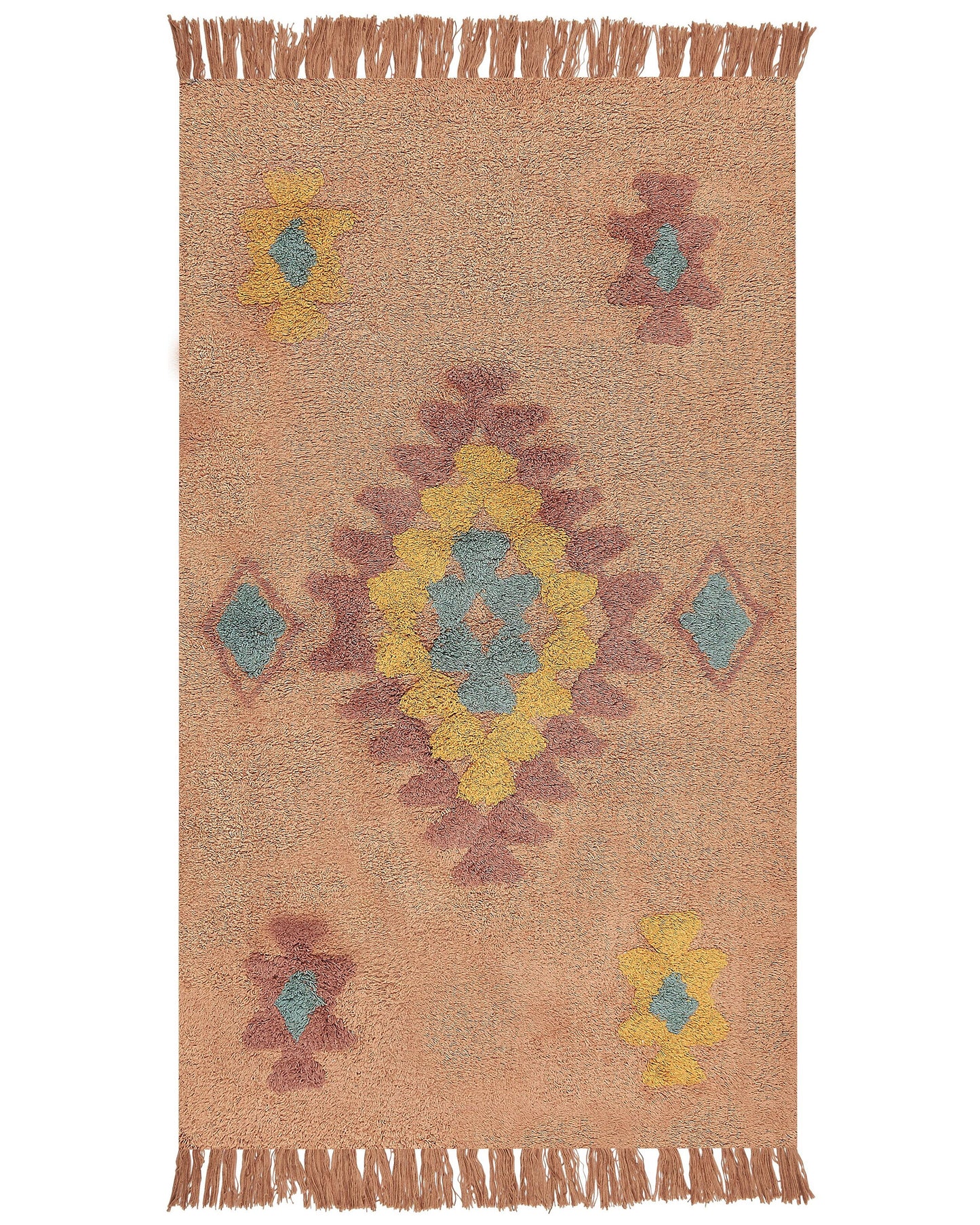 Orange Cotton Area Rug 80 x 150 Tassel Geometric Boho Oriental