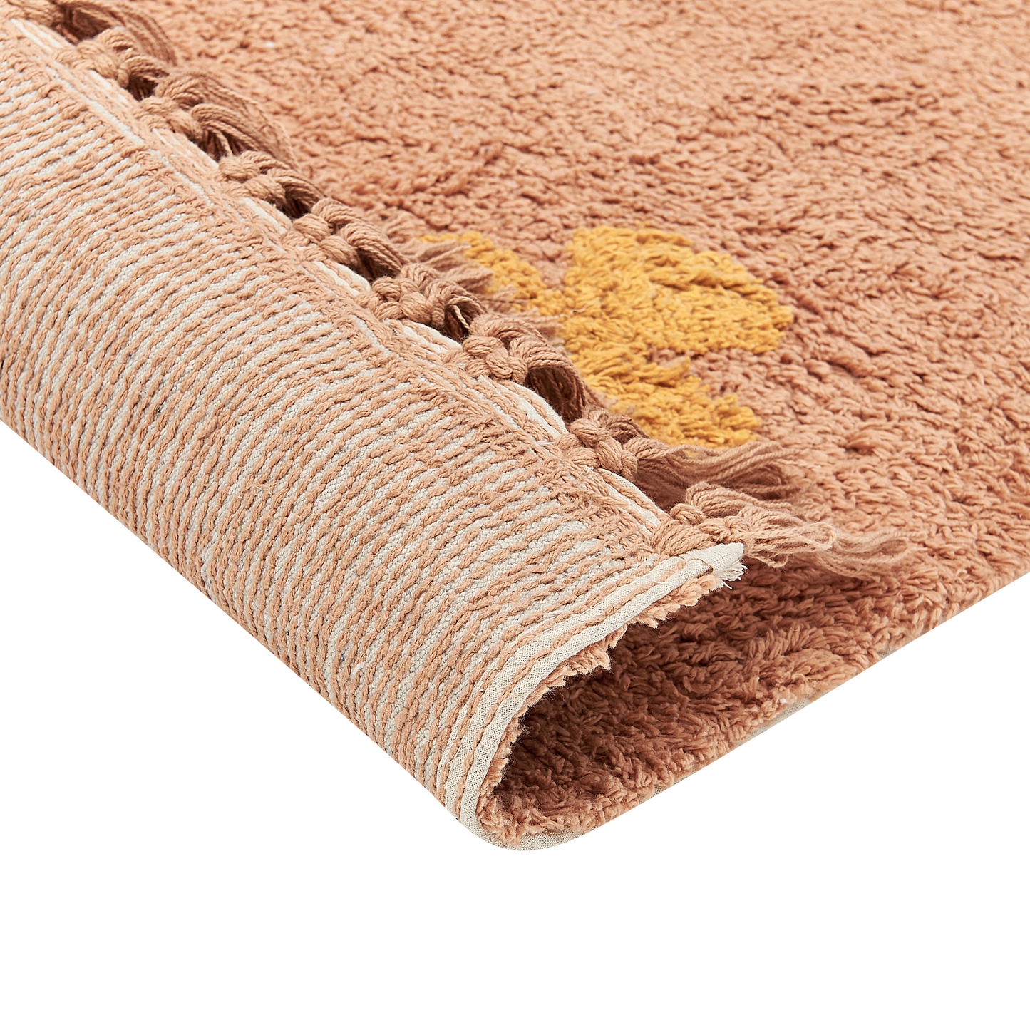 Orange Cotton Area Rug 80 x 150 Tassel Geometric Boho Oriental