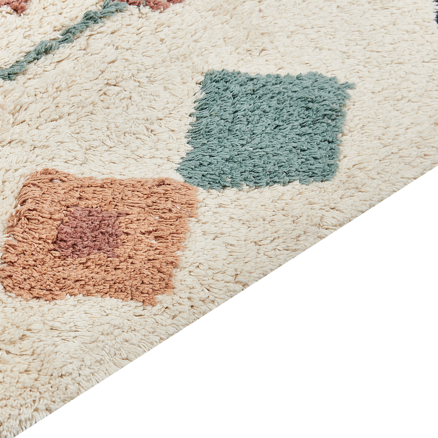 Boho Cotton Area Rug 80 x 150cm Diamond Tassel Multicolor