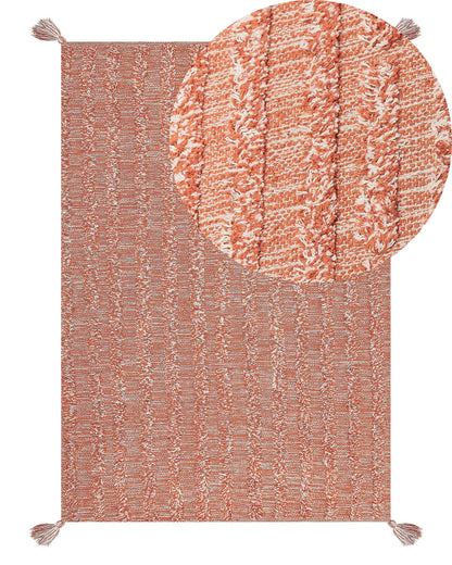 Rugs Hand Tufted Orange Cotton Area Rug 160 x 230cm Boho Modern