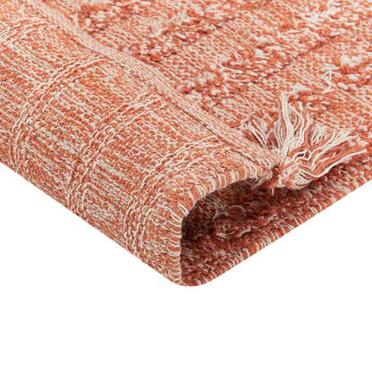 Orange Cotton Area Rug 140 x 200 Hand Tufted Boho Modern