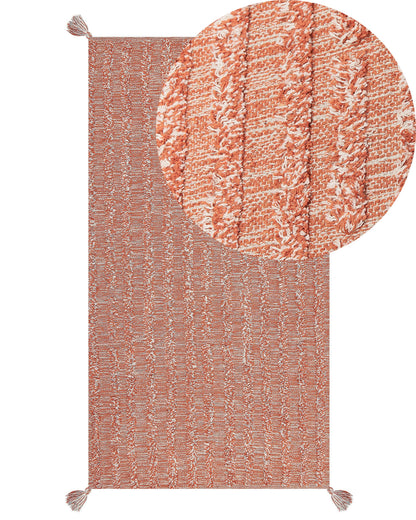 Boho Cotton Area Rug Orange 80 x 150 Hand Tufted