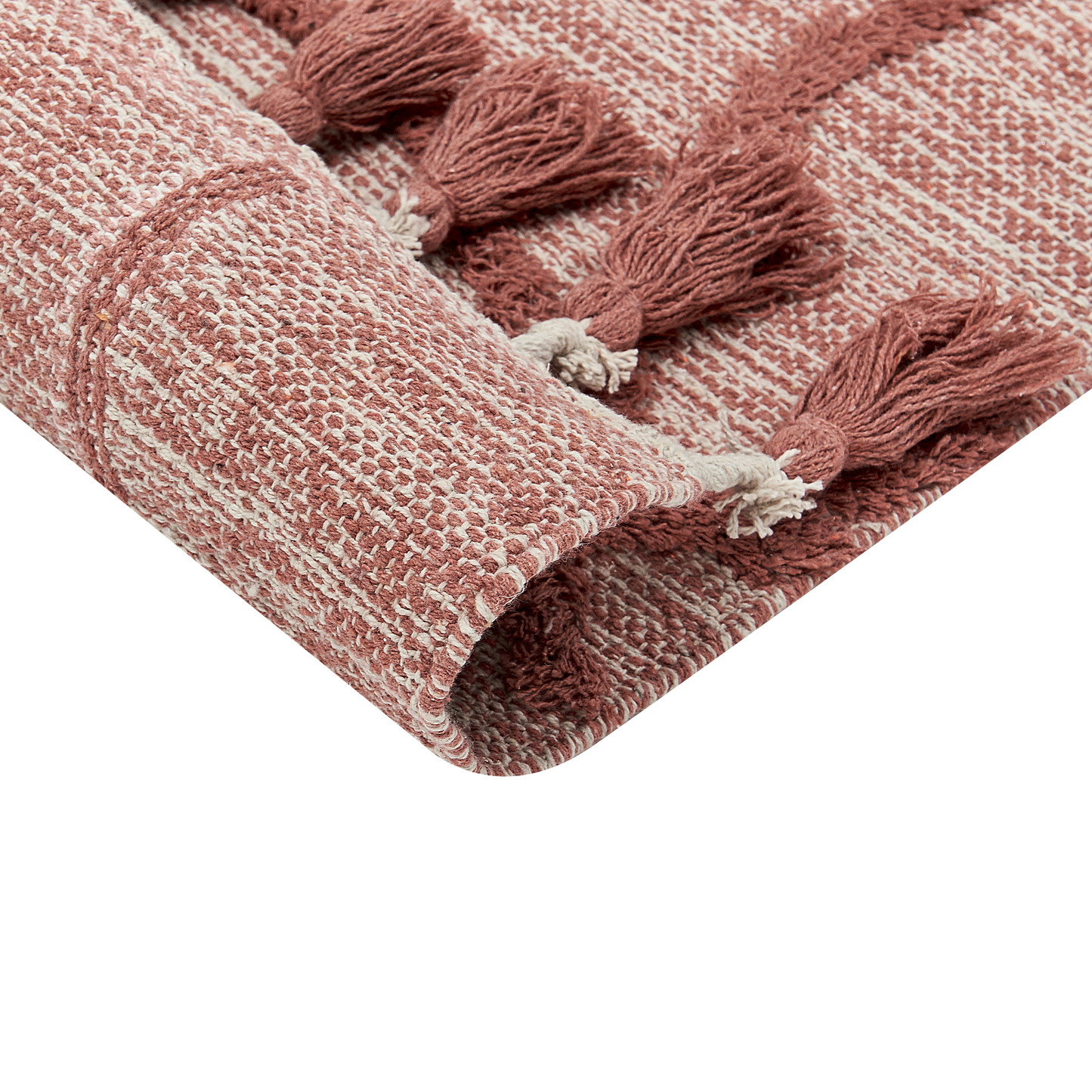 Red Cotton Area Rug 160 x 230cm Hand Tufted Boho Geometric