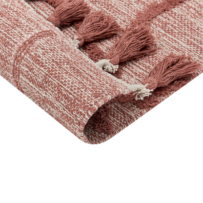 Red Cotton Area Rug 160 x 230cm Hand Tufted Boho Geometric