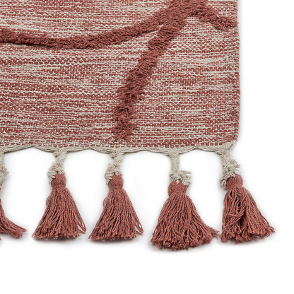 Red Cotton Area Rug 160 x 230cm Hand Tufted Boho Geometric