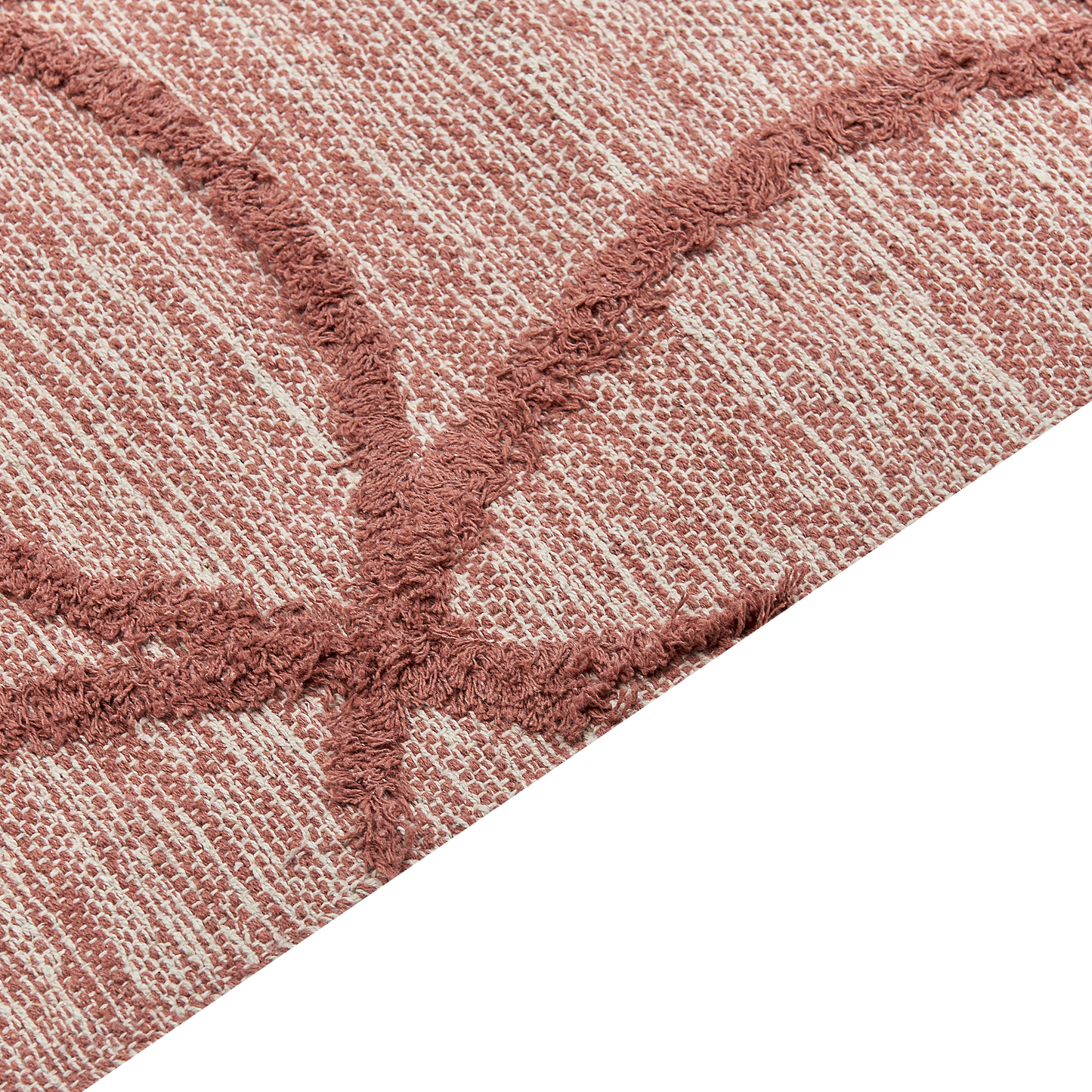 Red Cotton Area Rug 140 x 200cm Hand Tufted Geometric Boho