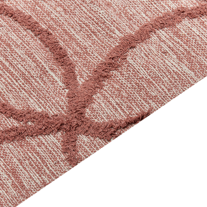 Red Cotton Area Rug 140 x 200cm Hand Tufted Geometric Boho