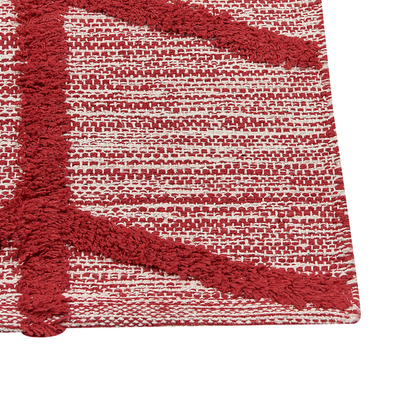 Red Cotton Area Rug 160 x 230 Hand Tufted Geometric Boho