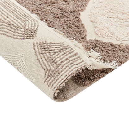Cotton Soft Area Rug 160 x 230cm Brown Beige Geometric Tassel Boho Oriental Style