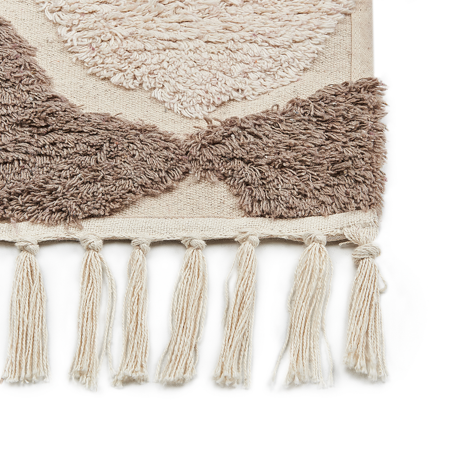 Cotton Soft Area Rug 160 x 230cm Brown Beige Geometric Tassel Boho Oriental Style
