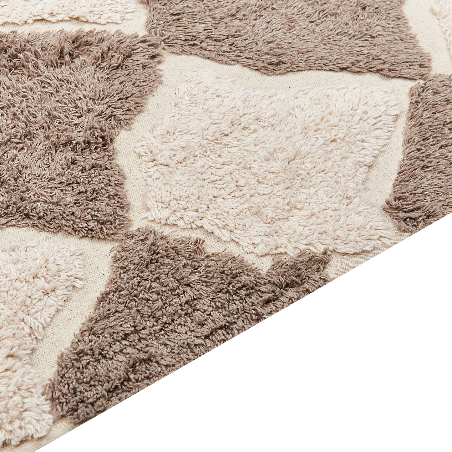 Boho Cotton Area Rug 140 x 200cm Brown Beige with Tassels Geometric Pattern