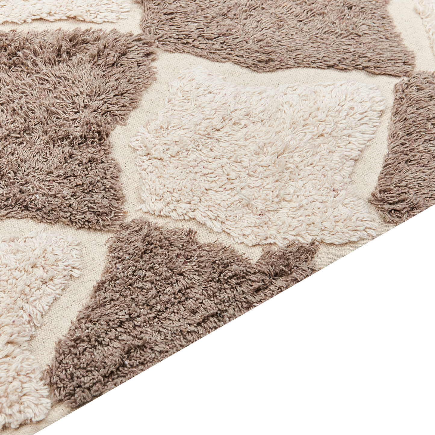 Geometric Area Rug 80 x 150 Beige Brown Tassels