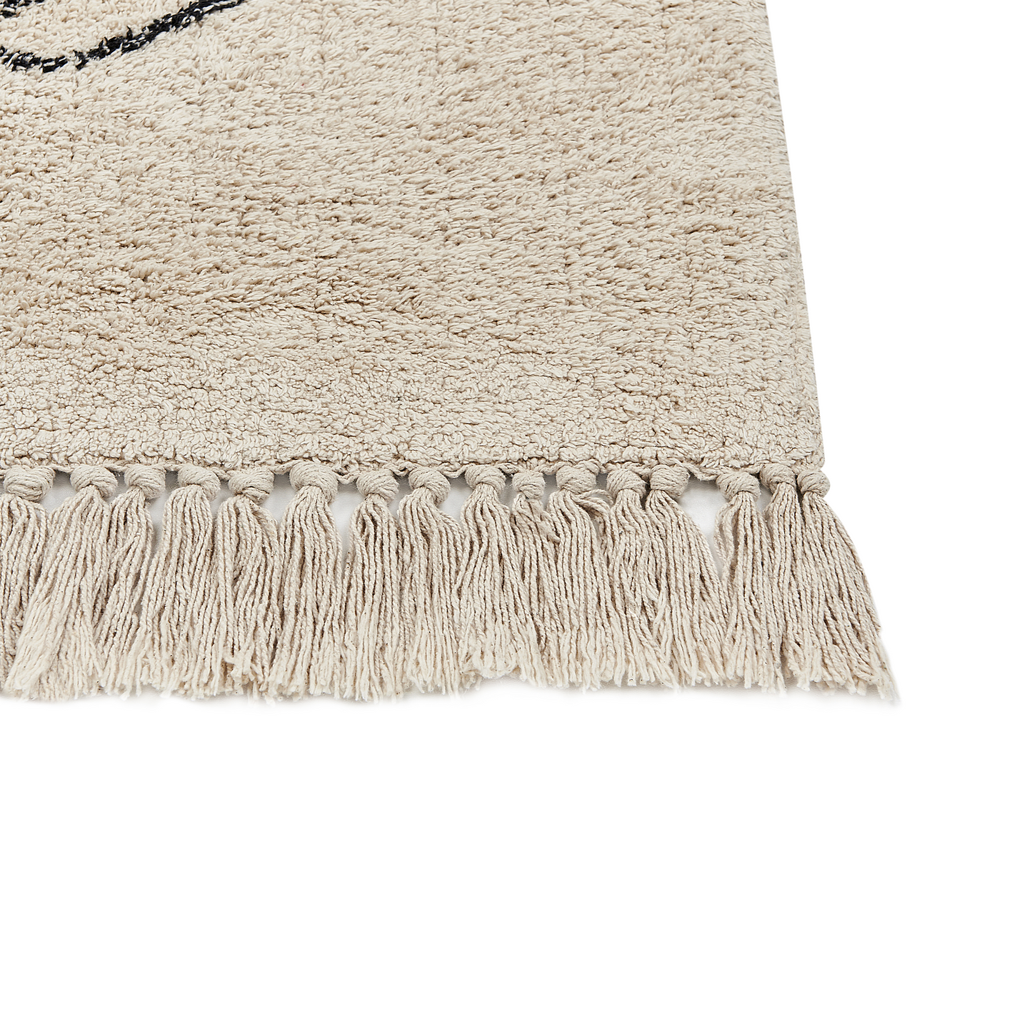 Area Rug Beige and Black Cotton 160 X 230cm Minimalistic Tufted Floral Pattern Fringed