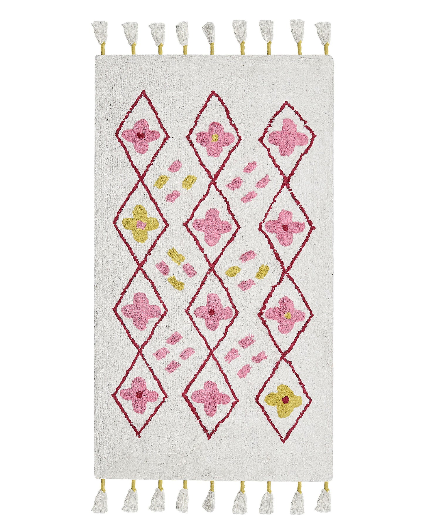Multicolour Cotton Area Rug 80 x 150cm Boho Geometric Tassels