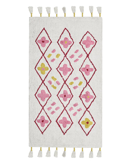 Multicolour Cotton Area Rug 80 x 150cm Boho Geometric Tassels