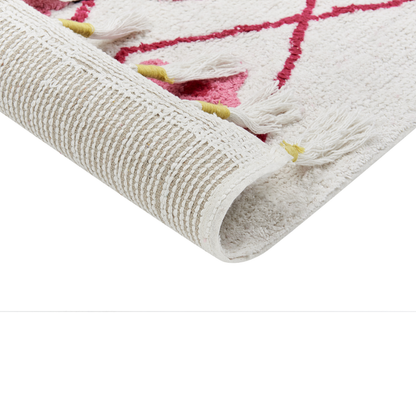Multicolour Cotton Area Rug 80 x 150cm Boho Geometric Tassels