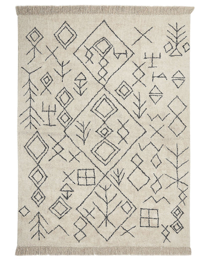 Area Rug Beige Cotton 160 x 230 Tassels Geometric Boho