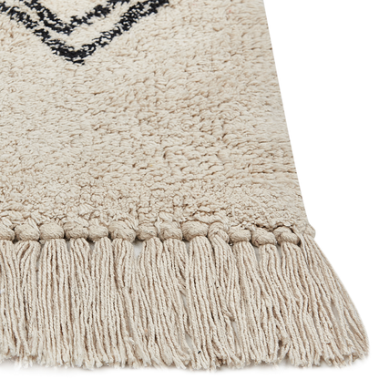 Area Rug Beige Cotton 160 x 230 Tassels Geometric Boho