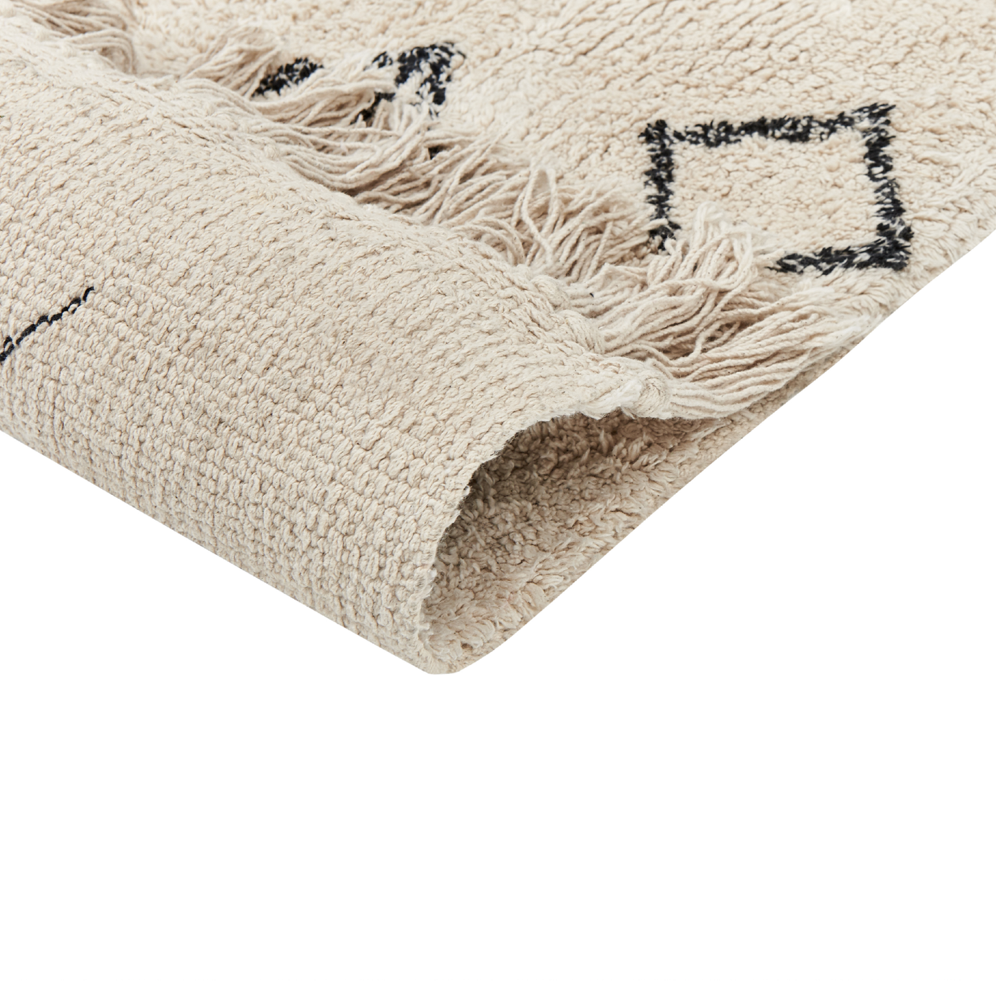 Area Rug Beige Cotton 160 x 230 Tassels Geometric Boho