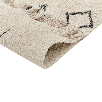 Area Rug Beige Cotton 160 x 230 Tassels Geometric Boho