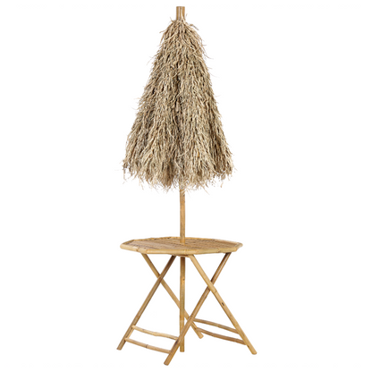 Bamboo Bistro Folding Parasol Table Natural Wood 85 x 80cm Outdoor Coffee Table