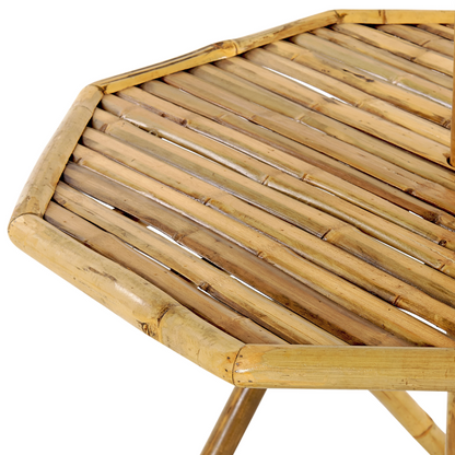 Bamboo Bistro Folding Parasol Table Natural Wood 85 x 80cm Outdoor Coffee Table