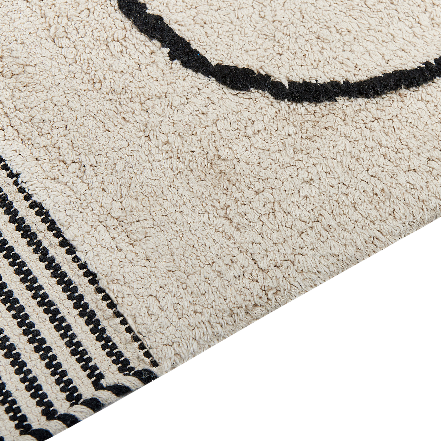 Cotton Rug Beige and Black 140 x 200 Abstract Tassels Modern
