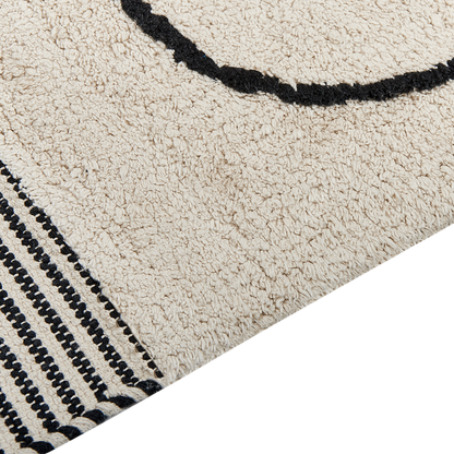 Cotton Rug Beige and Black 140 x 200 Abstract Tassels Modern