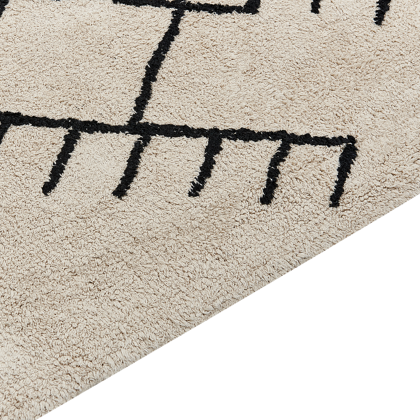 Cotton Area Rug 160 X 230cm Beige Black Geometric Tassels Boho Style Texture